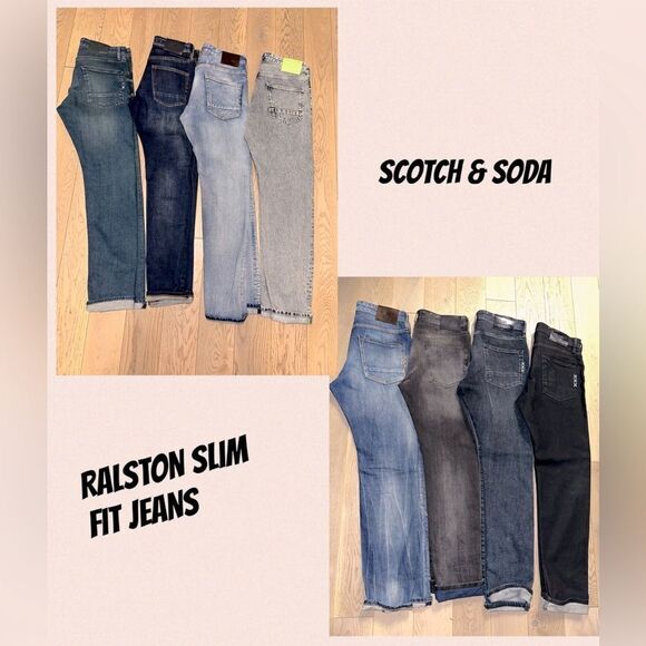 RETAIL VALUE $1200 SCOTCH & SODA MENS RALSTON SLIM FIT DENIM JEANS BUNDLE - Picture 1 of 15